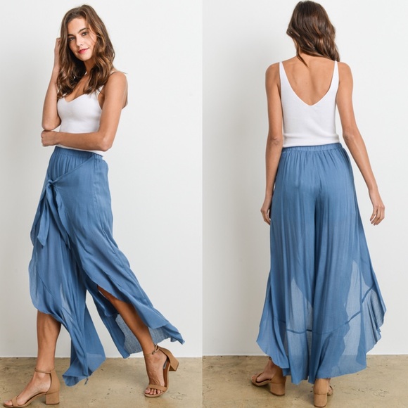 LAST - KHLOE Flutter Pants - BLUE - Picture 2 of 4